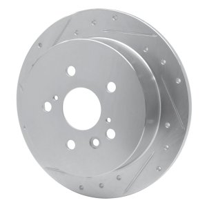 Toyota Sienna Brake Rotor (1) - Rear Left - R1 Concepts - Drilled & Slotted - Silver - `04-`10